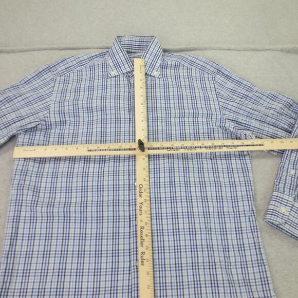 Burberry Long Sleeve Button Down Shirt Mens 18 41 Blue White Comfort Casual - Picture 5 of 13